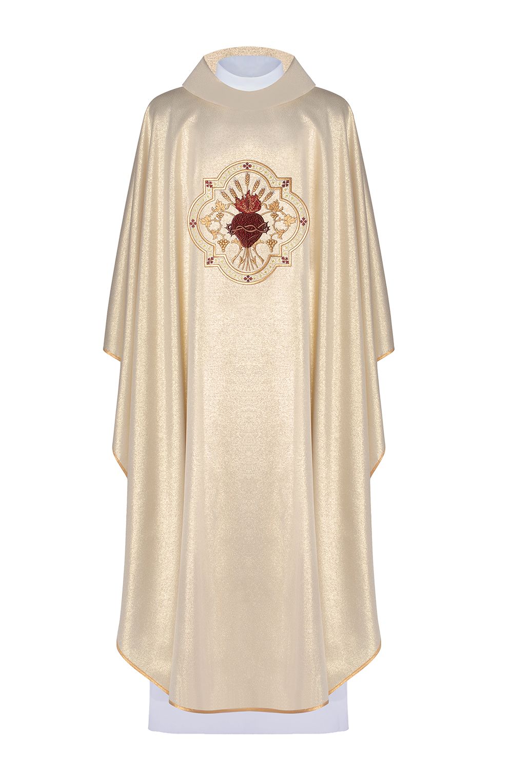 Ornat haftowany Serce Pana Jezusa i Kielich - złoty (H27)