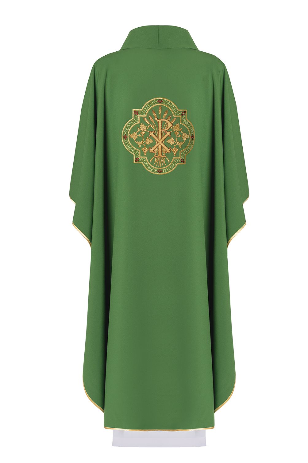 Ornat haftowany IHS i PAX - zielony (H29) - zdjęcie 2 - Ornat haftowany IHS i PAX - zielony (H29)