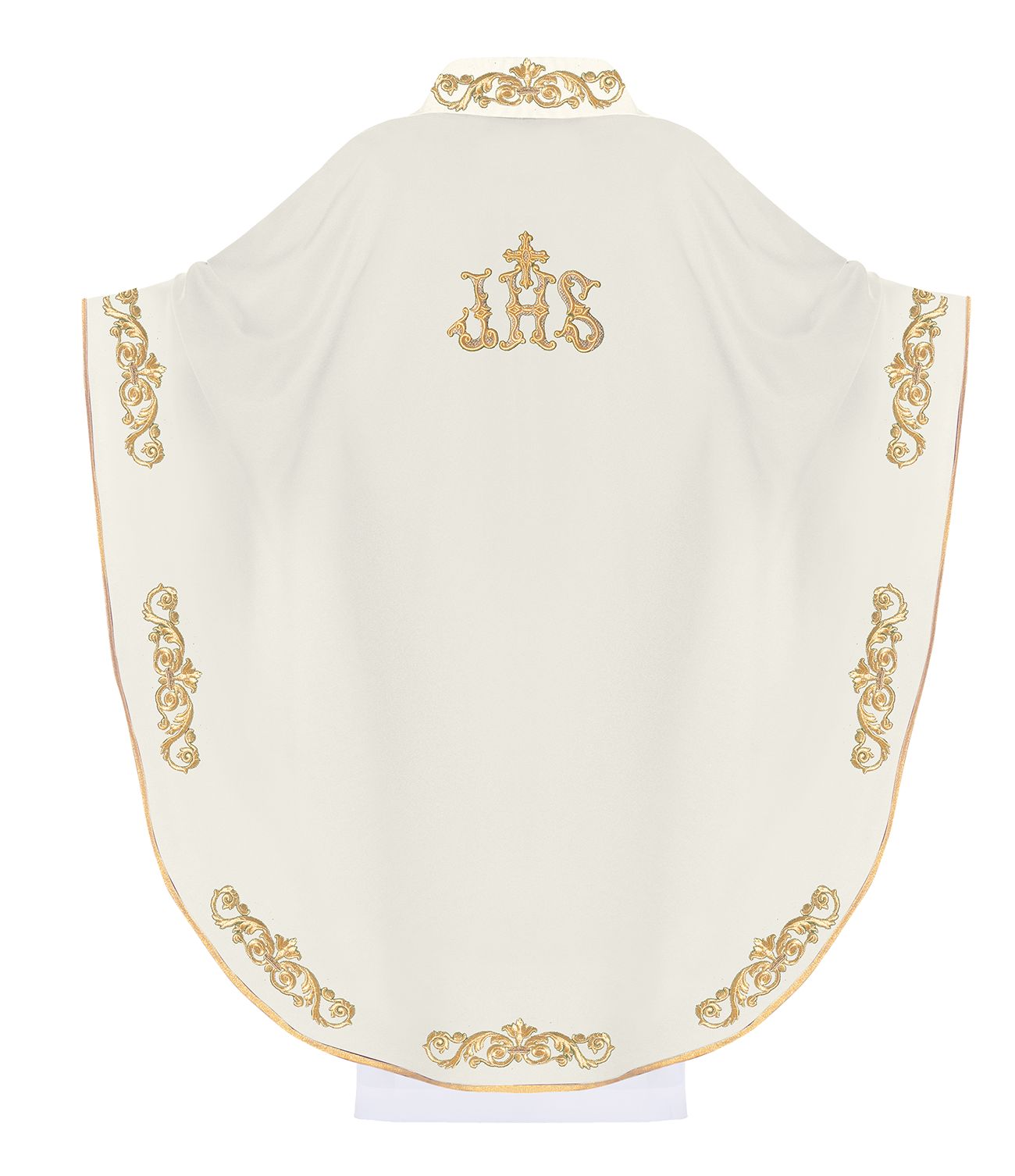 Ornat haftowany IHS - ecru (H38) - zdjęcie 2 - Ornat haftowany IHS - ecru (H38)