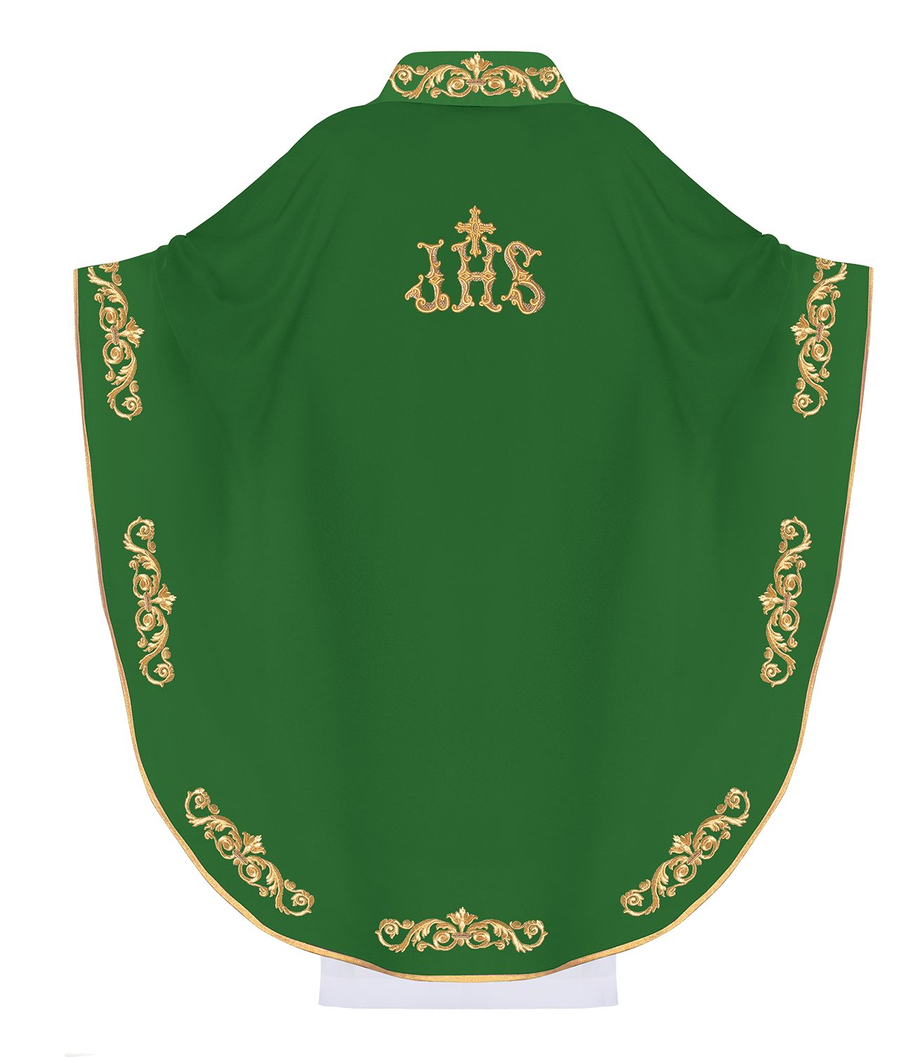 Ornat haftowany IHS - zielony (H39) - zdjęcie 2 - Ornat haftowany IHS - zielony (H39)