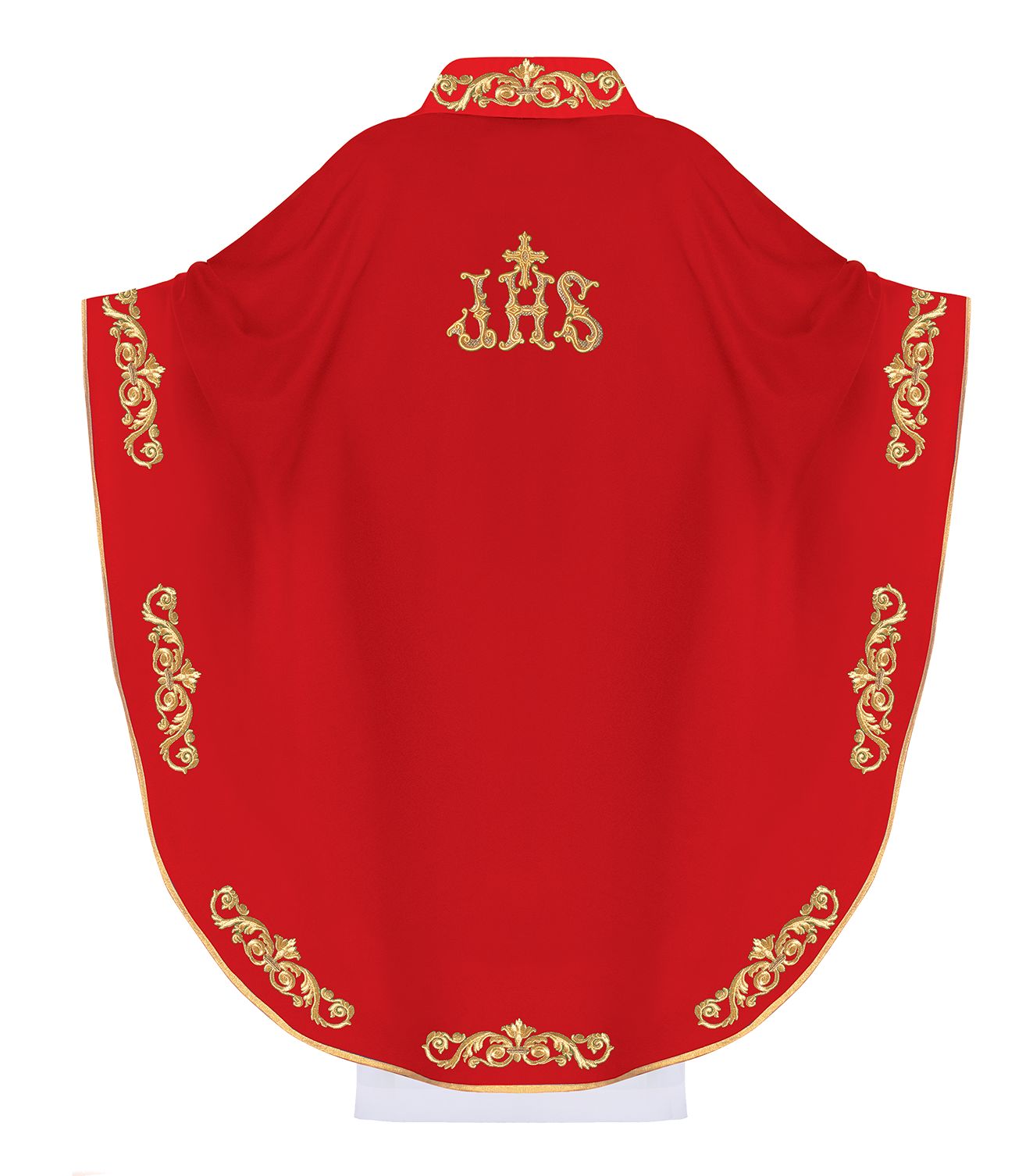 Ornat haftowany IHS - czerwony (H40) - zdjęcie 2 - Ornat haftowany IHS - czerwony (H40)