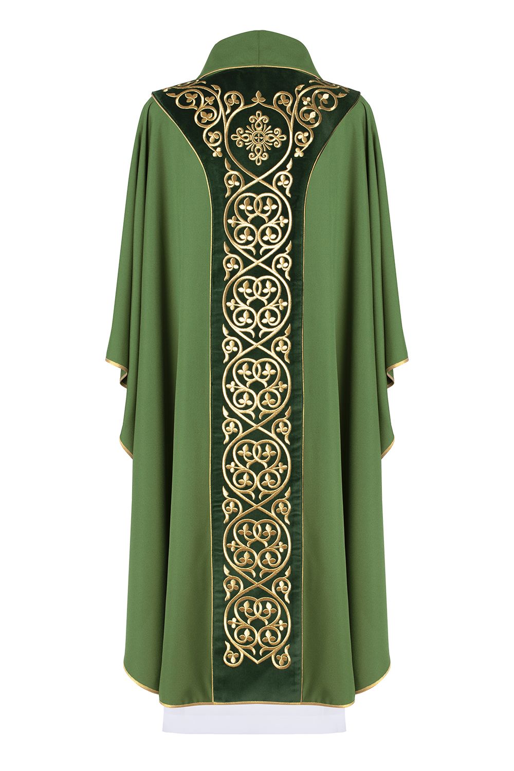 Ornat zdobiony haftem na aksamicie - zielony (H43) - zdjęcie 2 - Ornat zdobiony haftem na aksamicie - zielony (H43)