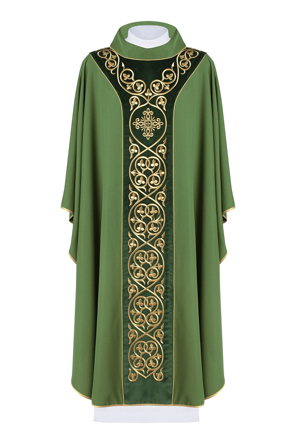 Ornat zdobiony haftem na aksamicie - zielony (H43)