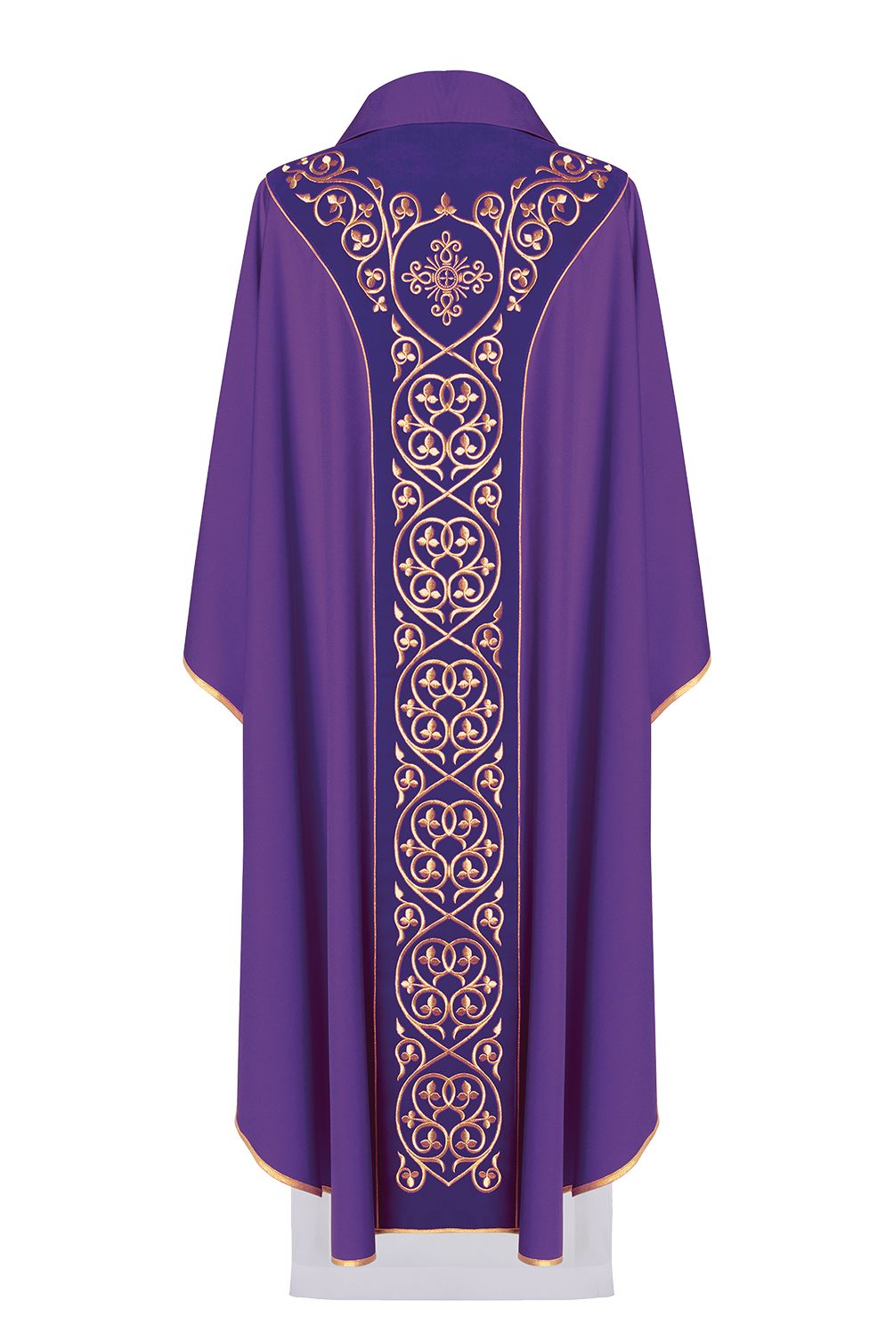 Ornat zdobiony haftem na aksamicie - fioletowy (H44) - zdjęcie 2 - Ornat zdobiony haftem na aksamicie - fioletowy (H44)