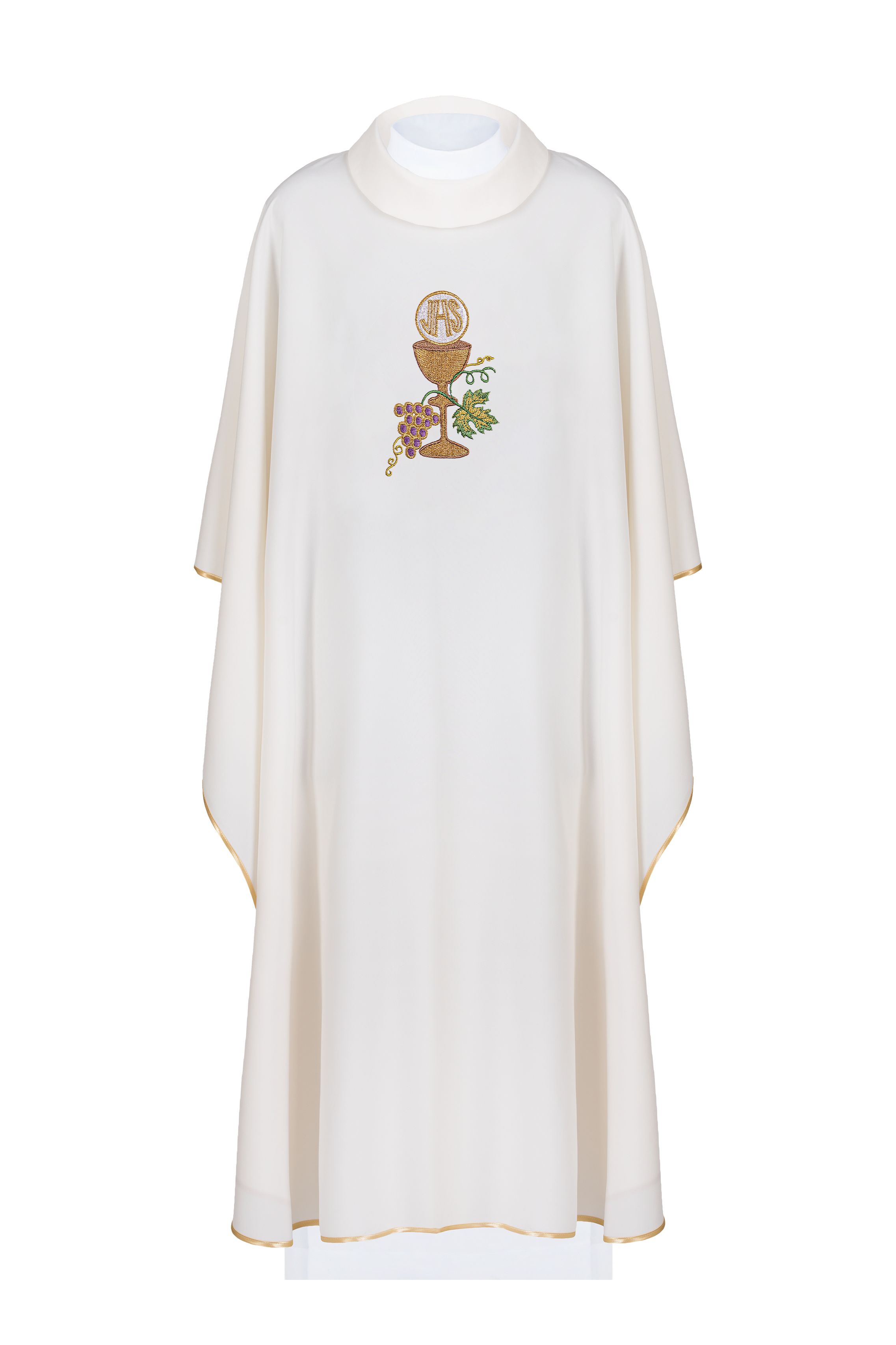 Ornat haftowany kielich, IHS i winogrona - ecru (H46)