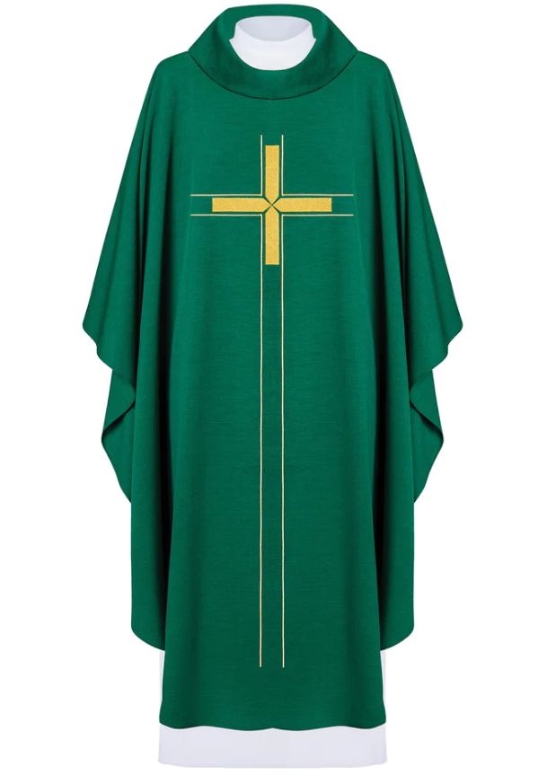 Ornat haftowany z krzyżem - zielony (H73)