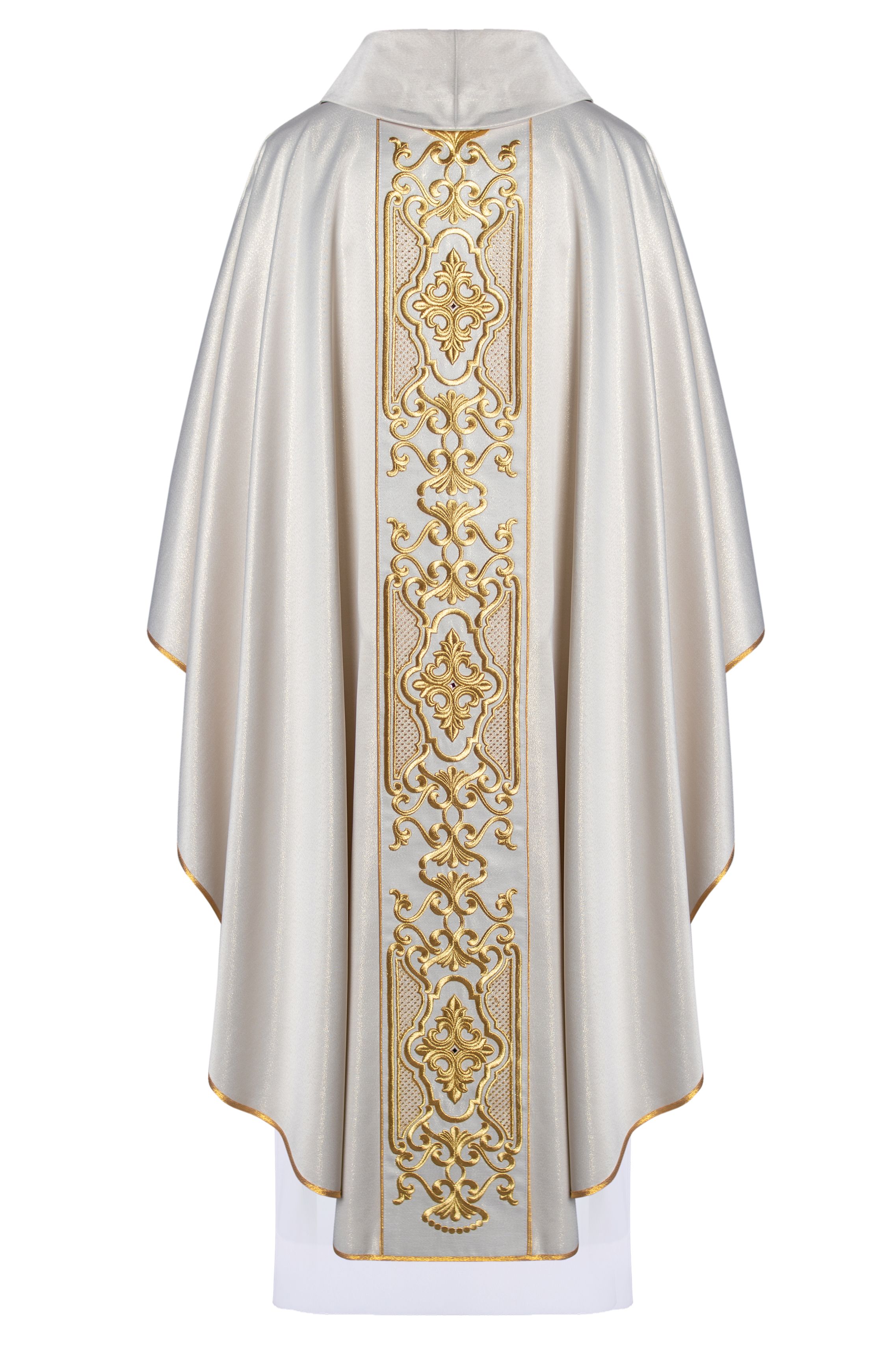 Ornat bogato haftowany, tkanina błyszcząca - ecru (H76) - zdjęcie 2 - Ornat bogato haftowany, tkanina błyszcząca - ecru (H76)