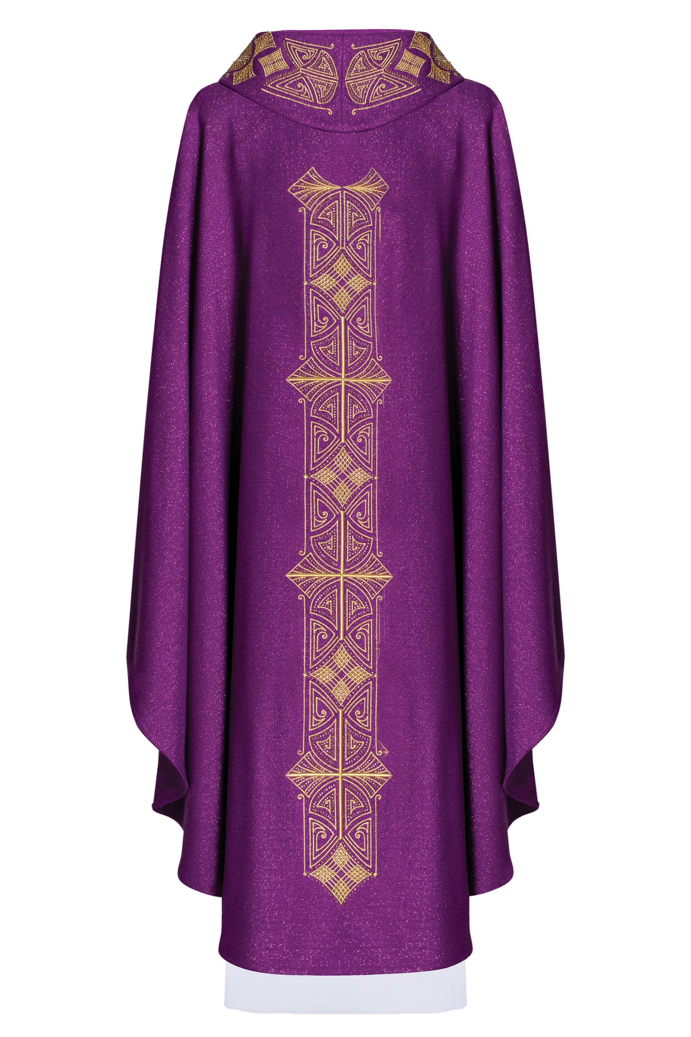 Ornat bogato haftowany, tkanina błyszcząca - fioletowy (H81) - zdjęcie 2 - Ornat bogato haftowany, tkanina błyszcząca - fioletowy (H81)