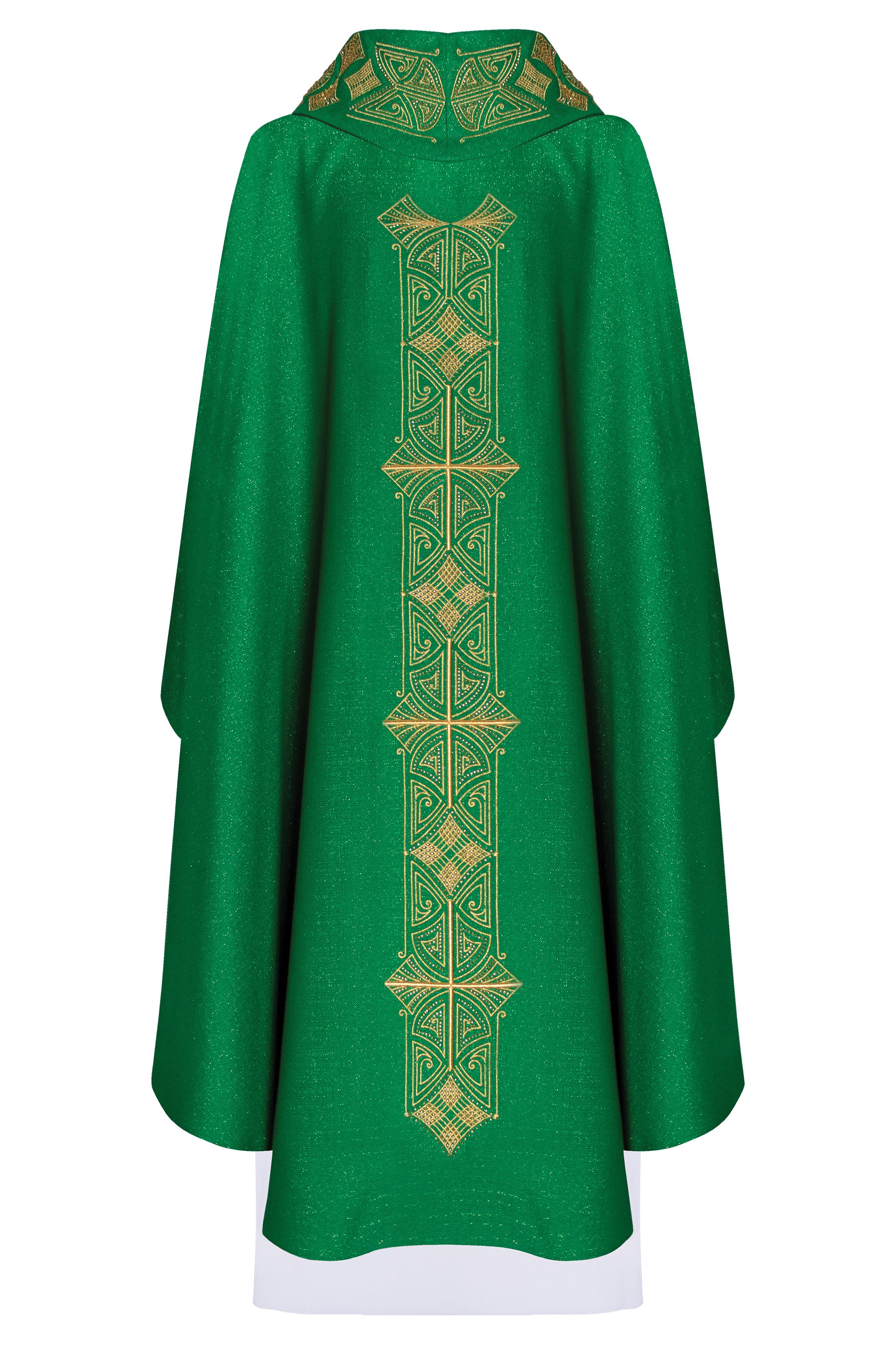 Ornat bogato haftowany, tkanina błyszcząca - zielony (H82) - zdjęcie 2 - Ornat bogato haftowany, tkanina błyszcząca - zielony (H82)