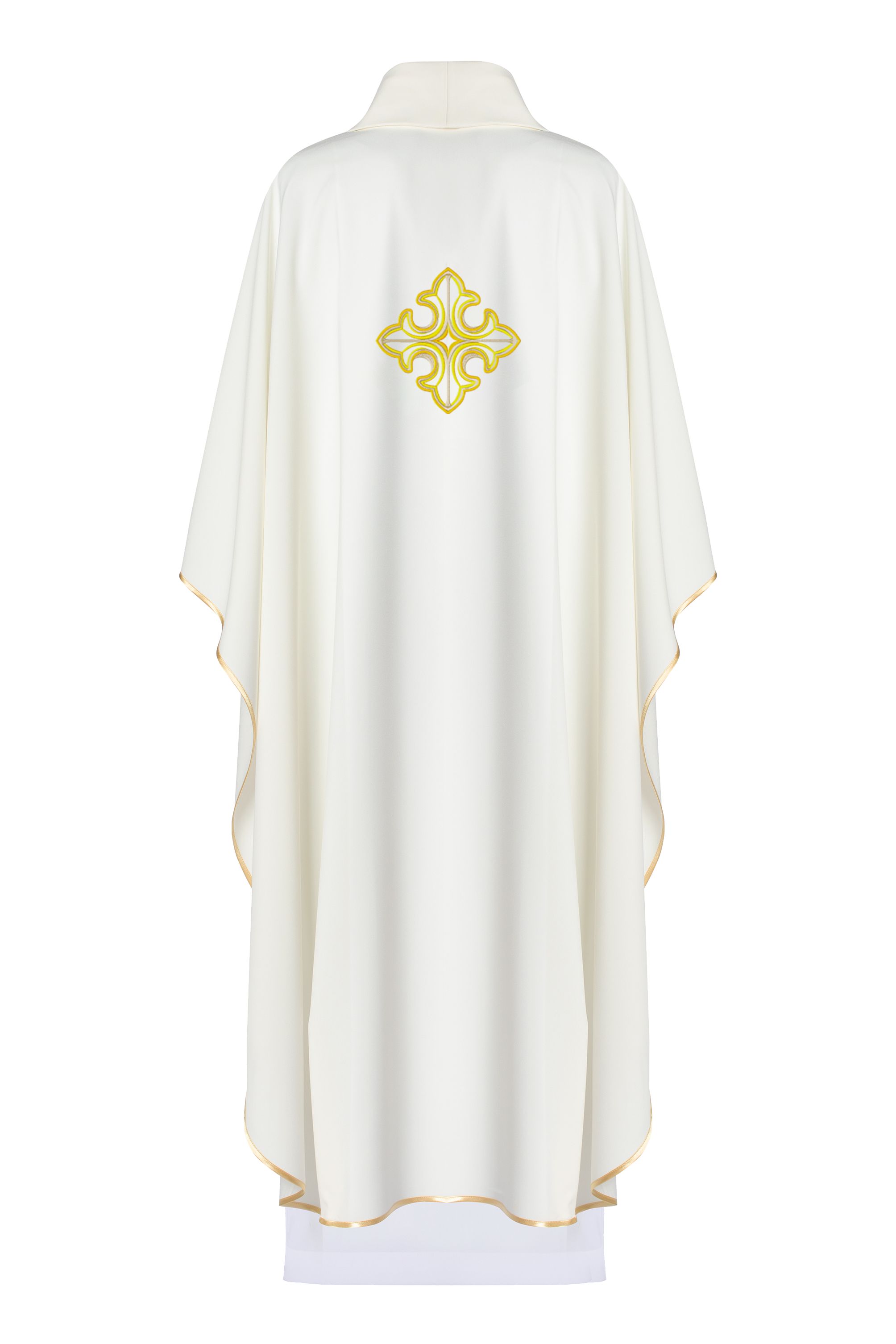 Ornat haftowany z symbolem krzyża - ecru (H92) - zdjęcie 2 - Ornat haftowany z symbolem krzyża - ecru (H92)