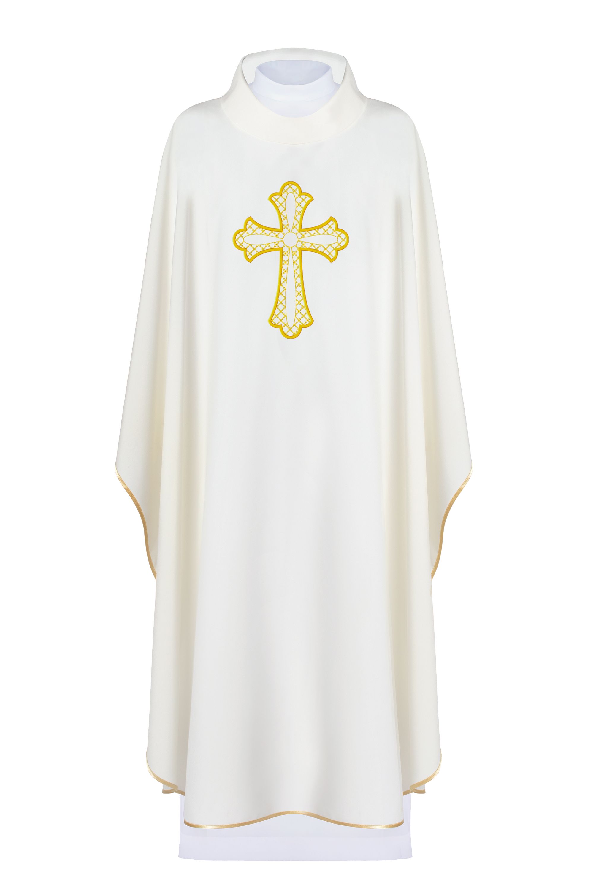 Ornat haftowany z symbolem krzyża - ecru (H96)