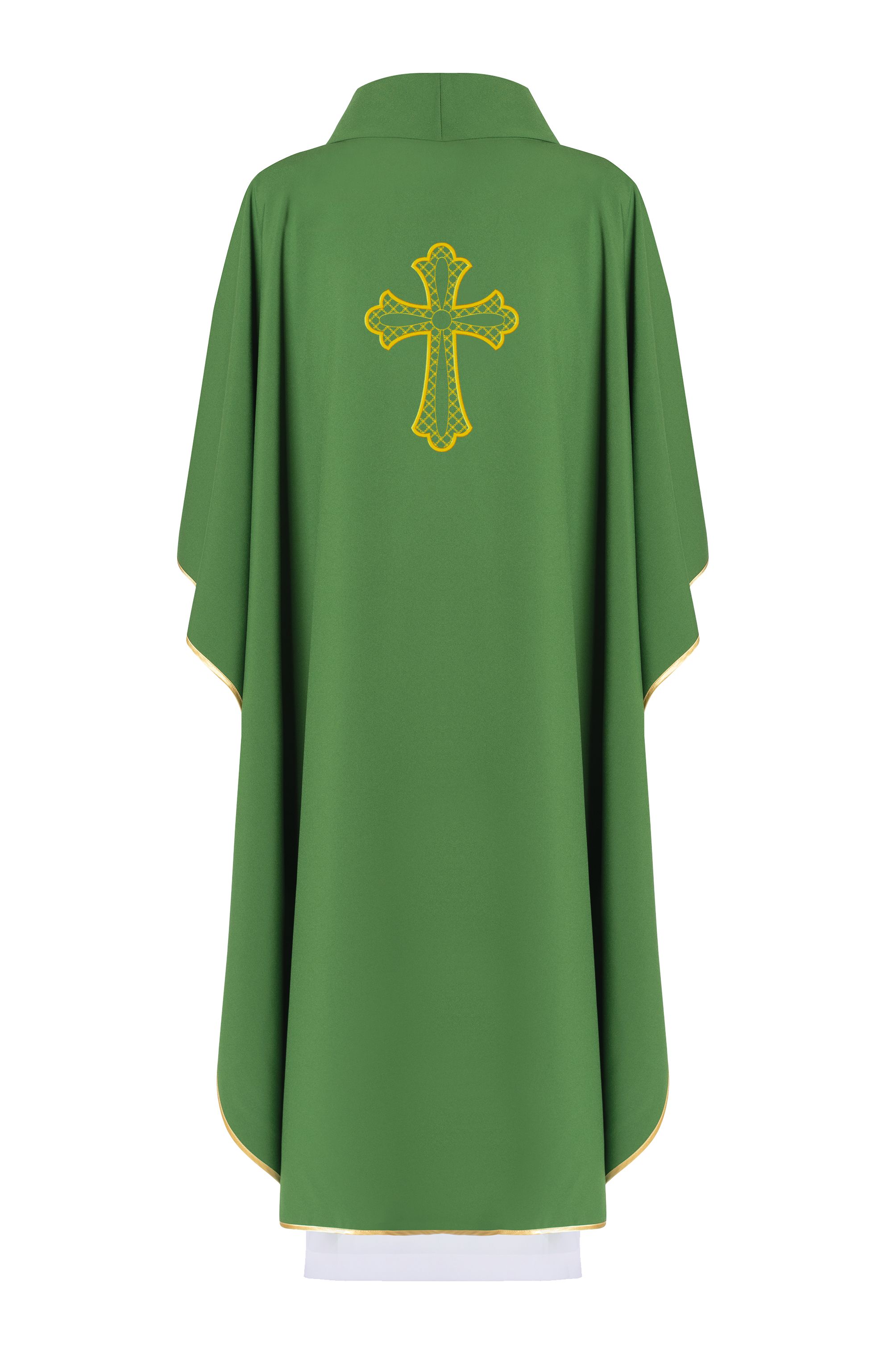 Ornat haftowany z symbolem krzyża - zielony (H97) - zdjęcie 2 - Ornat haftowany z symbolem krzyża - zielony (H97)