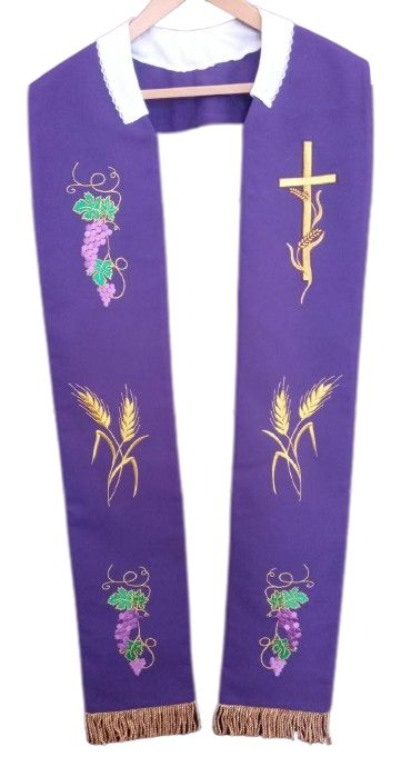 Stuła fioletowa haftowana do koncelebry (1)