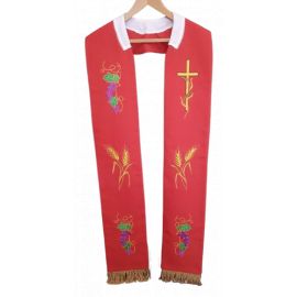 Stuła czerwona haftowana do koncelebry (1) - EUCHARYSTYCZNE - Nowość