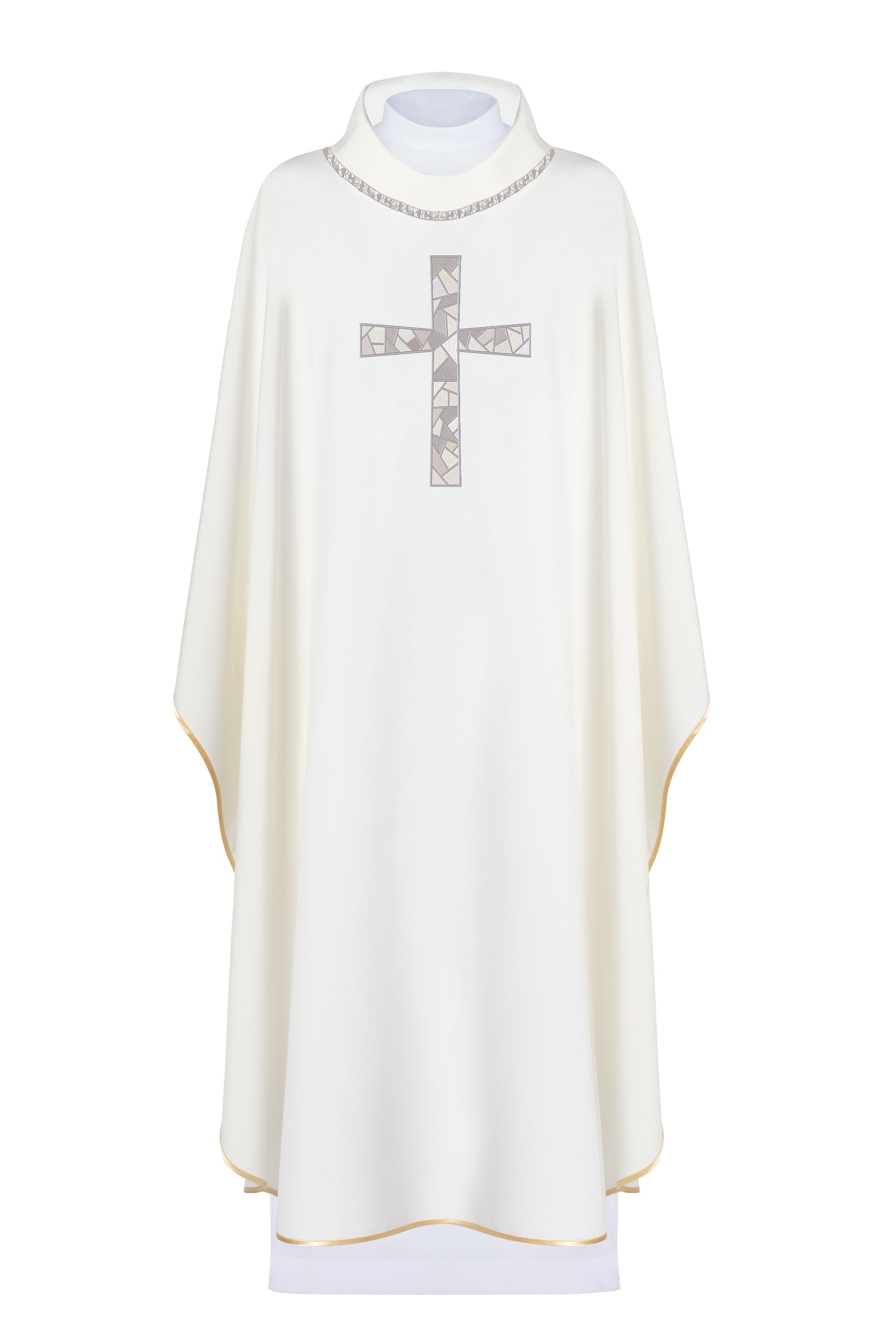 Ornat haftowany z symbolem krzyża - ecru (H121)