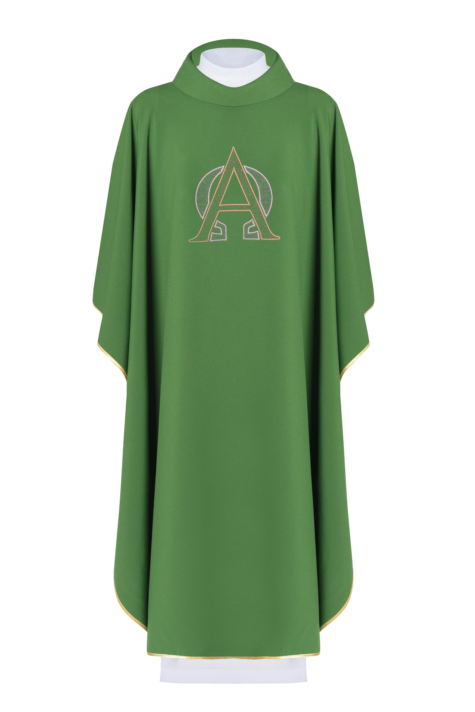 Ornat haftowany z symbolem Alfa i Omega - zielony (H127)