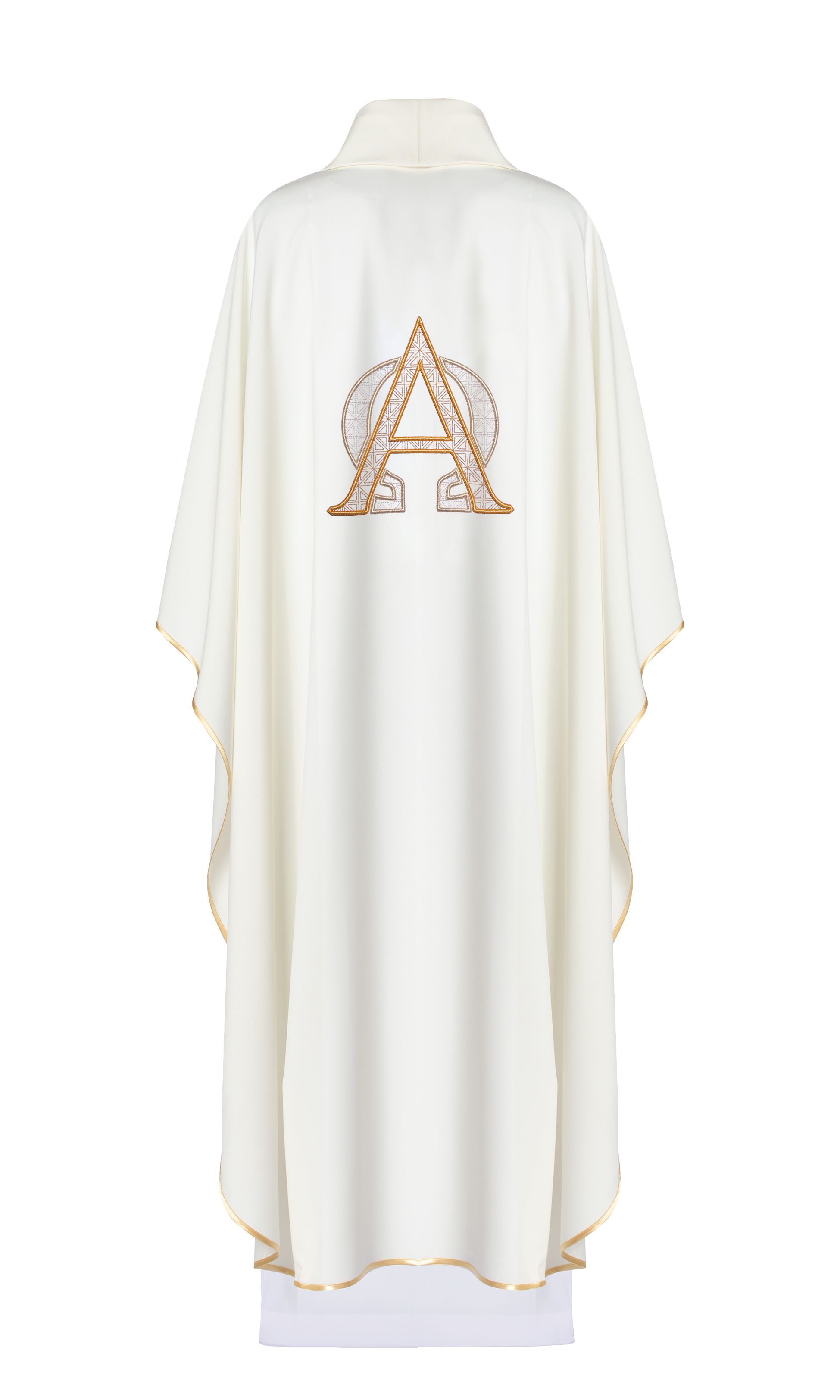 Ornat haftowany z symbolem Alfa i Omega - ecru (H130) - zdjęcie 2 - Ornat haftowany z symbolem Alfa i Omega - ecru (H130)
