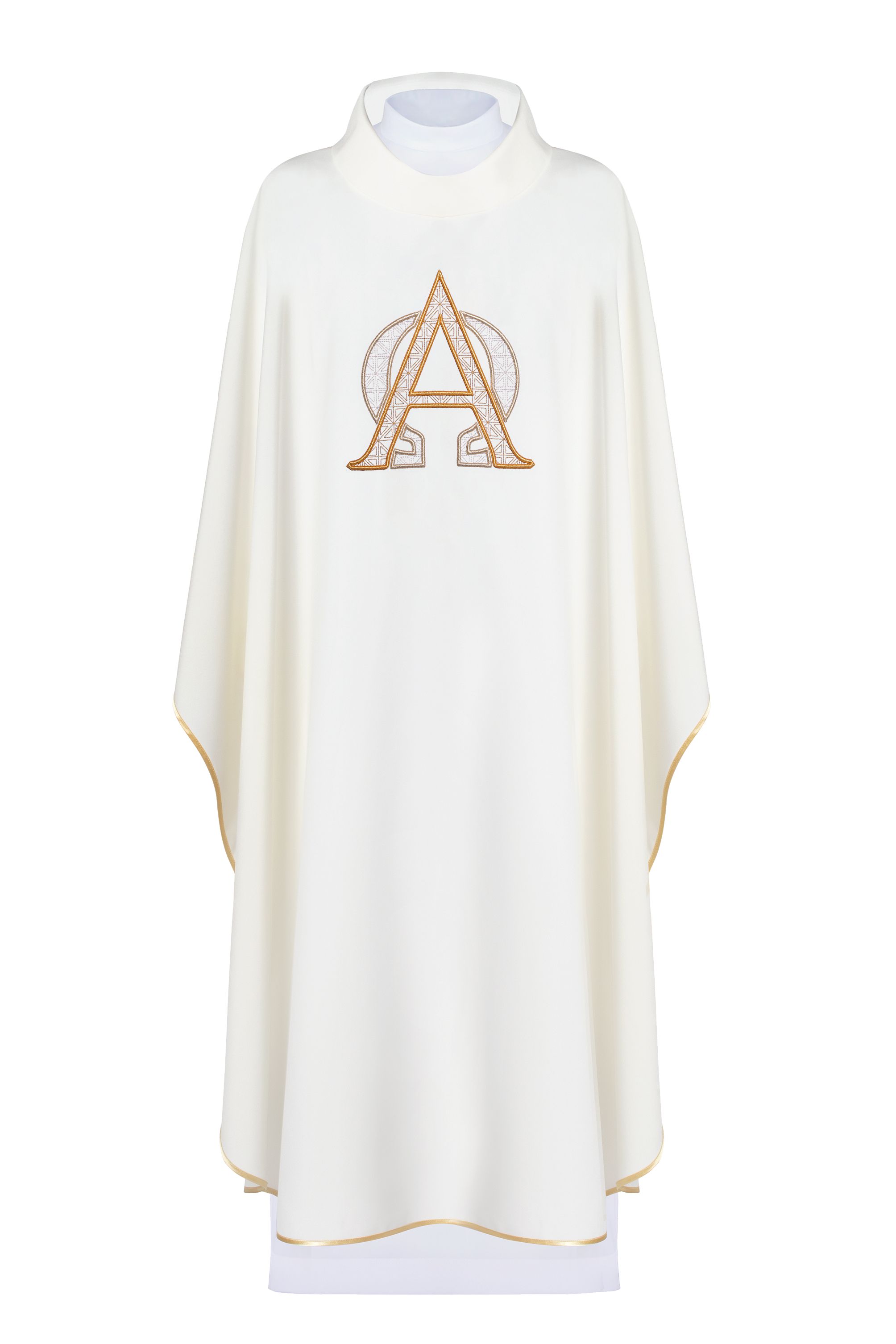 Ornat haftowany z symbolem Alfa i Omega - ecru (H130)