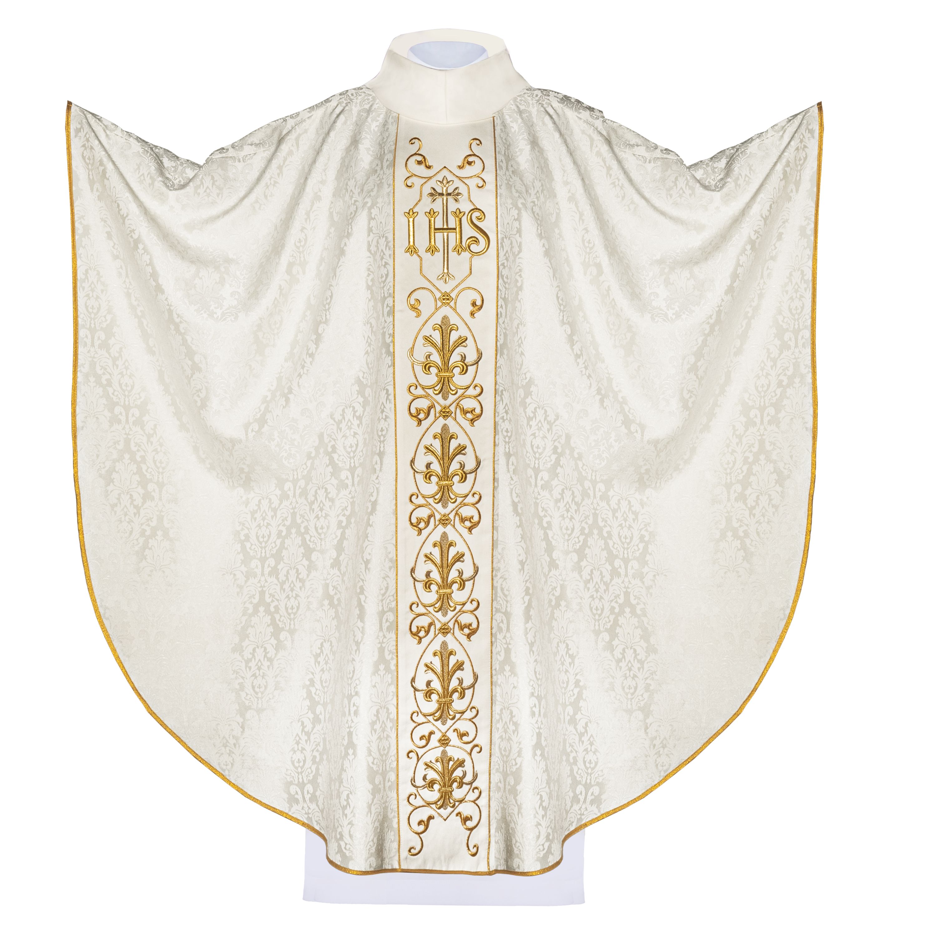 Ornat bogato haftowany IHS - ecru (H163)