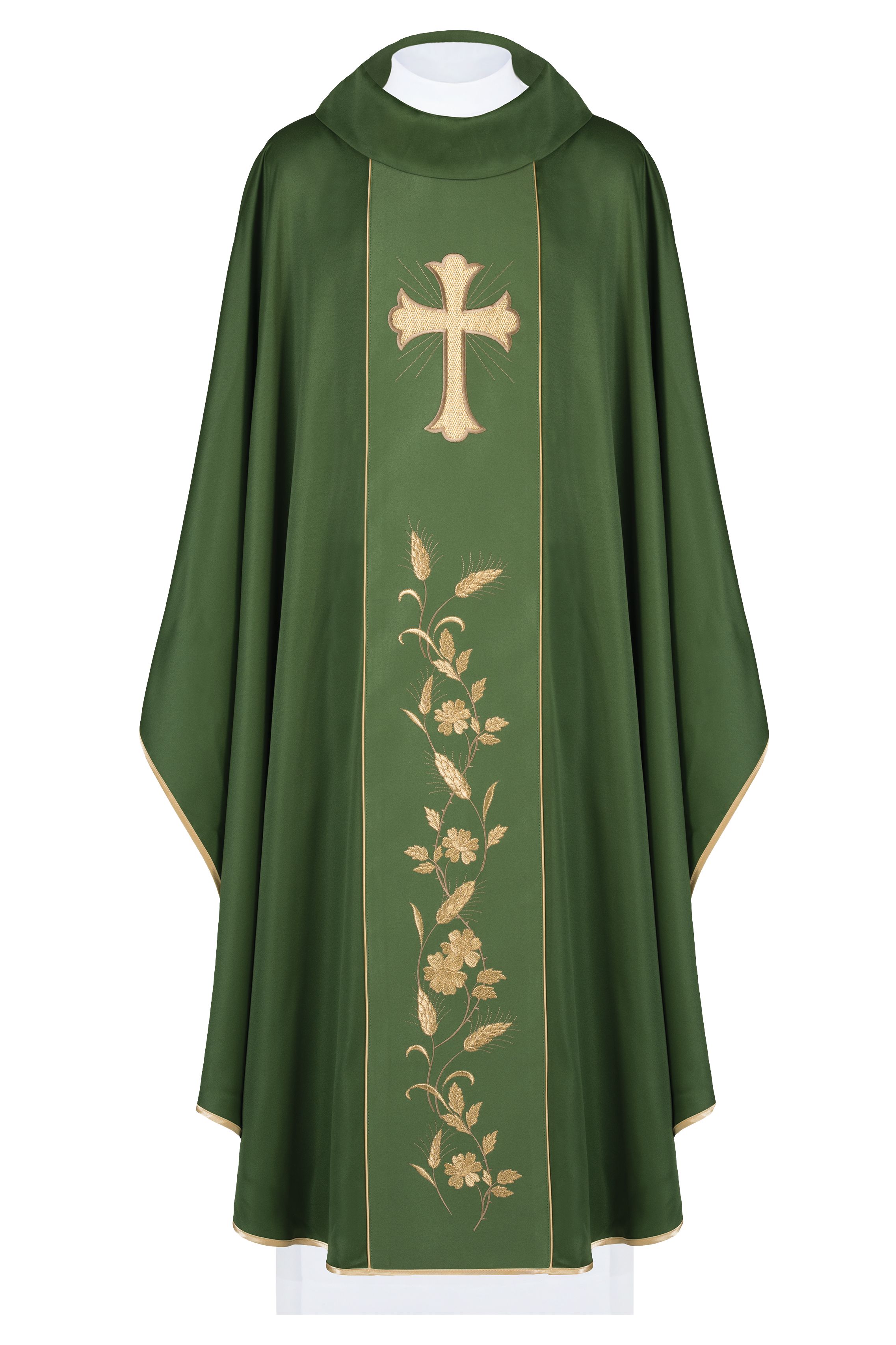 Ornat haftowany krzyż i kłosy - zielony (H183)