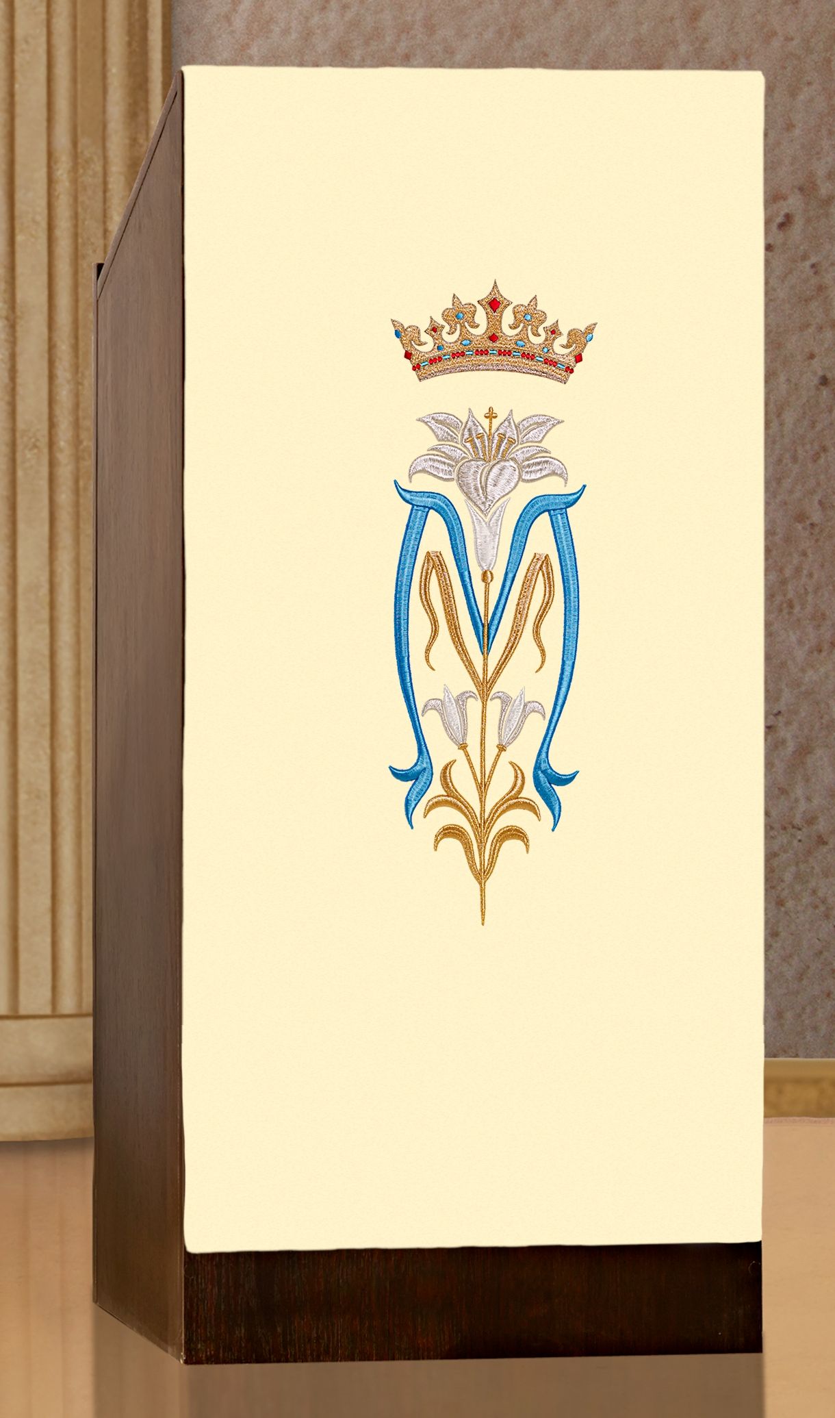 Lektorium/welon haftowany Maryjny na ambonę (H22) - zdjęcie 2 - Lektorium/welon haftowany Maryjny na ambonkę - (22)