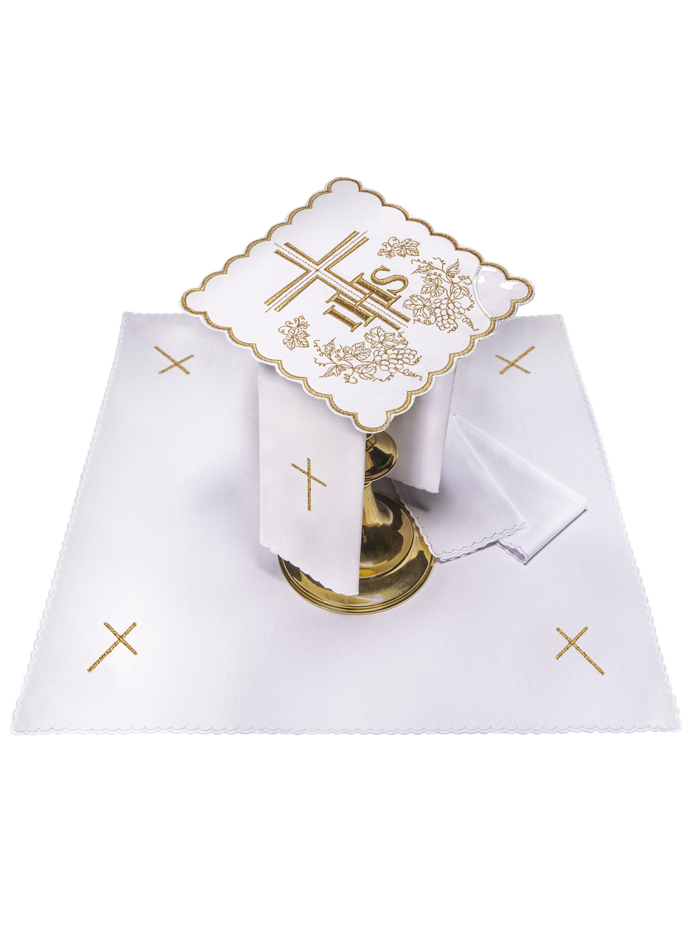 Bielizna kielichowa haftowana IHS + krzyż (50H)