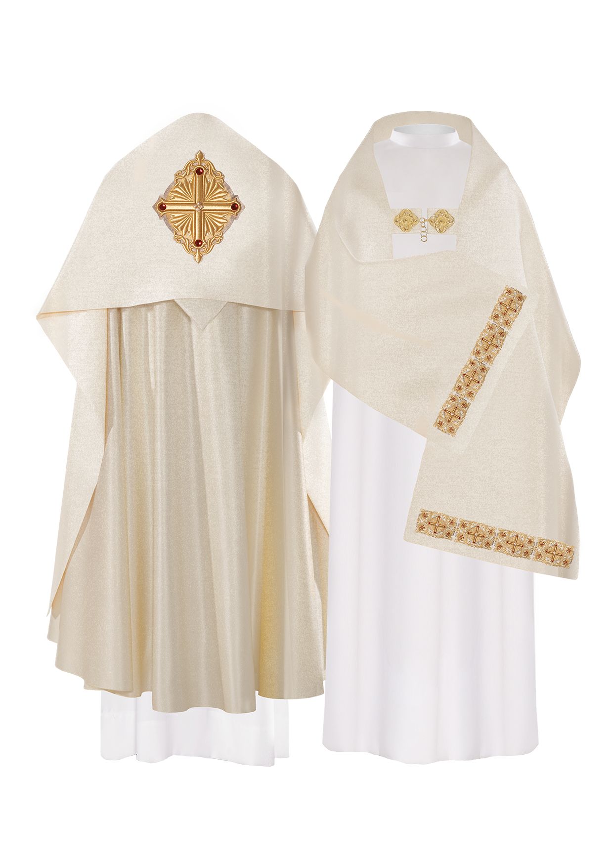 Welon haftowany krzyż - złoty (H2)