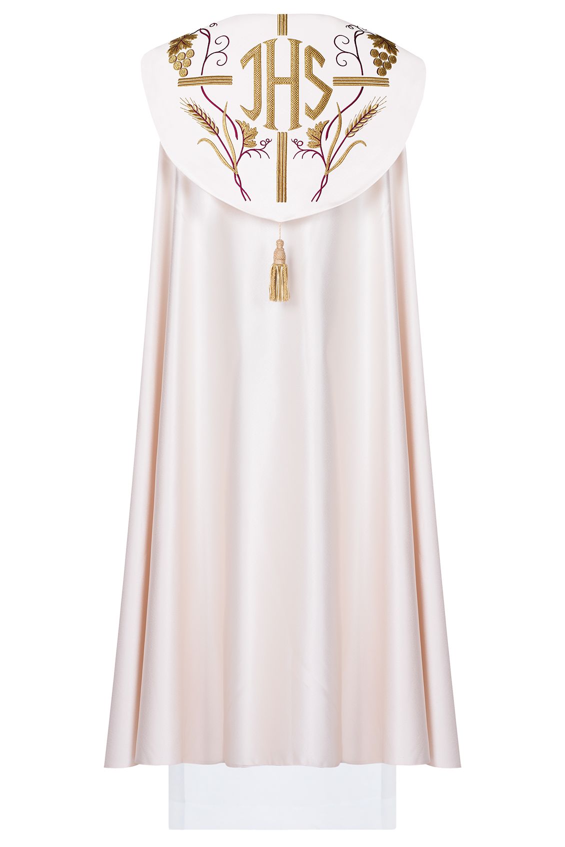 Kapa haftowana, IHS + winogrona - ecru (4H) - zdjęcie 2 - Kapa haftowana, IHS + winogrona - ecru (4H)