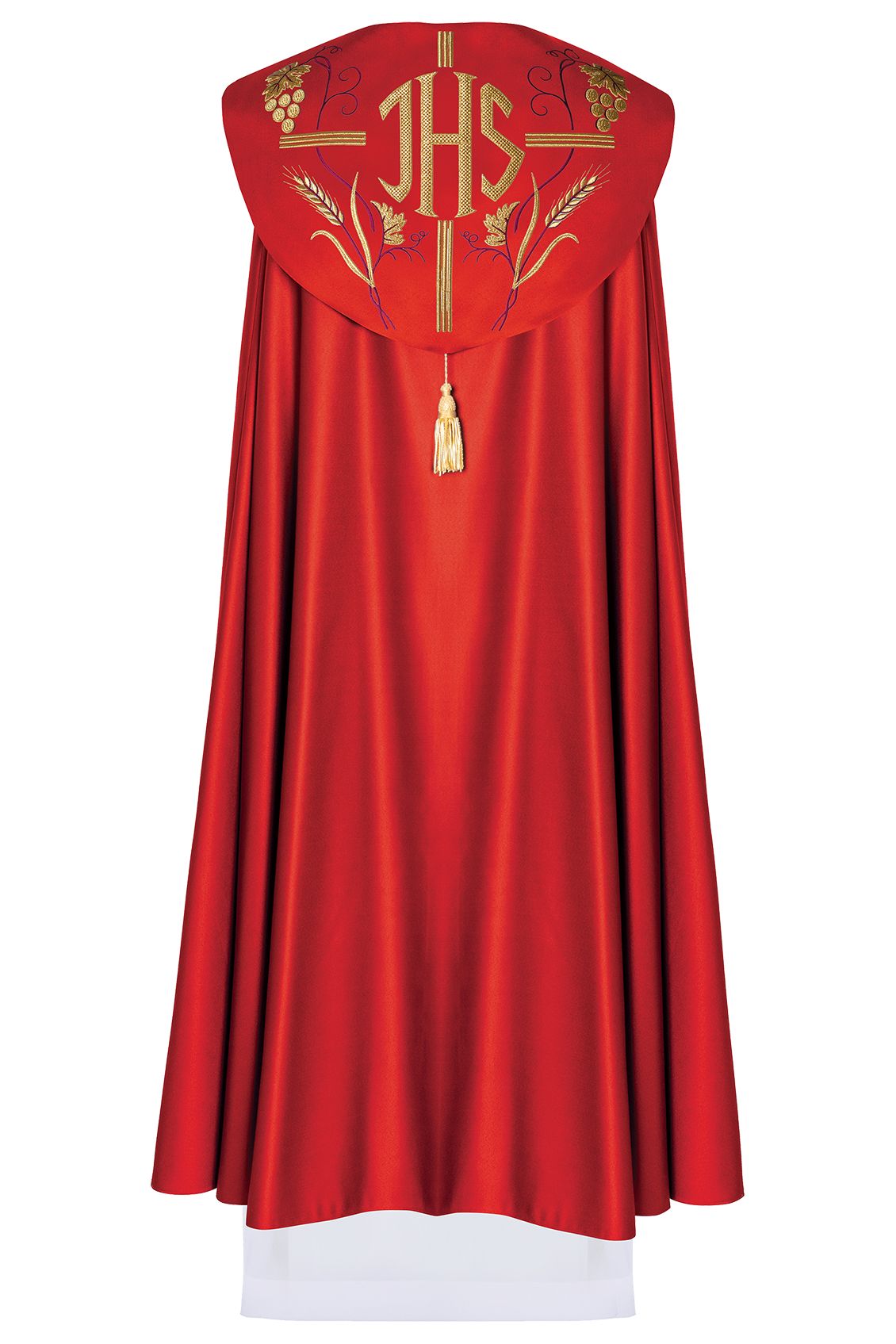 Kapa haftowana, IHS + winogrona - czerwona (5H) - zdjęcie 2 - Kapa haftowana, IHS + winogrona - czerwona (5H)