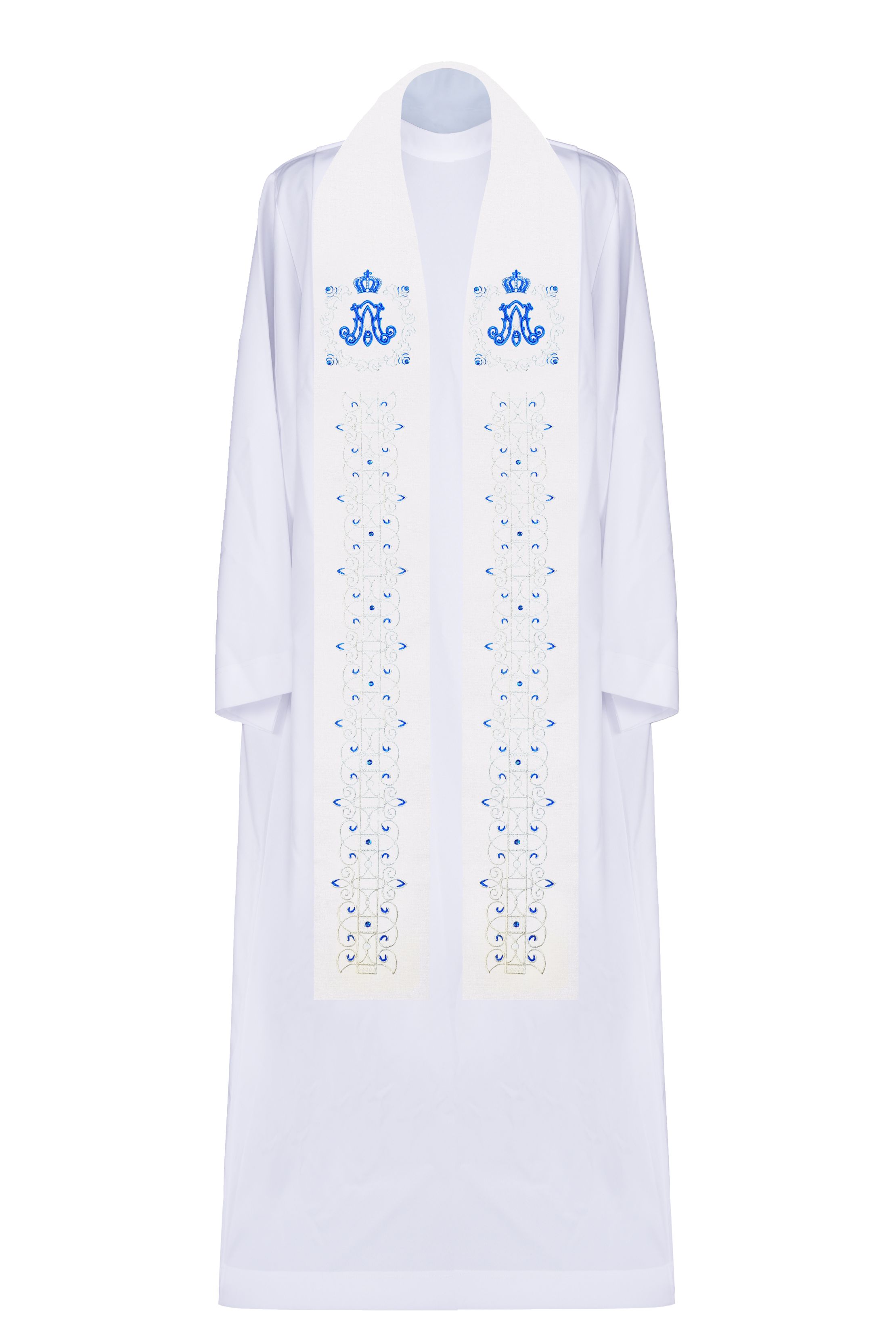 Stuła haftowana ecru, maryjna (1H)