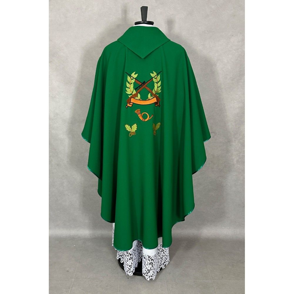Ornat haftowany zielony Święty Hubert - zdjęcie 3 - Ornat haftowany zielony Święty Hubert