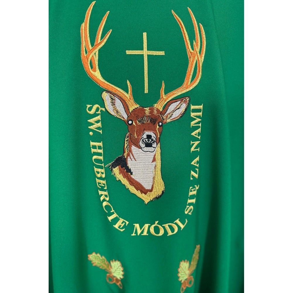 Ornat haftowany zielony Święty Hubert - zdjęcie 2 - Ornat haftowany zielony Święty Hubert
