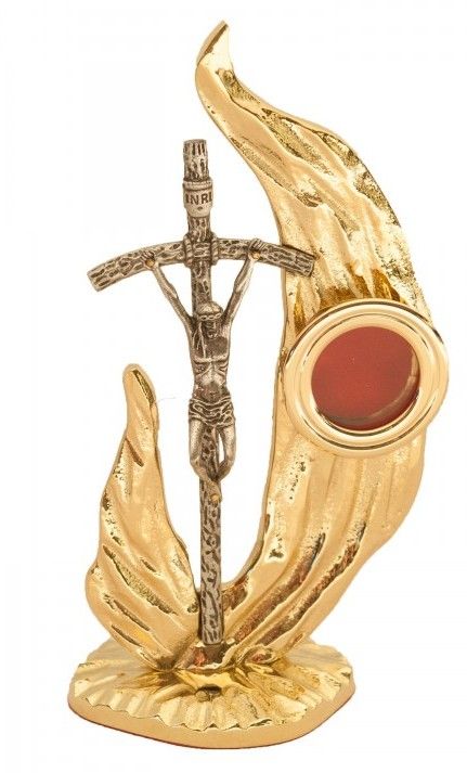 Relikwiarz mosiężny, złocony 22 cm - papieski (8S)