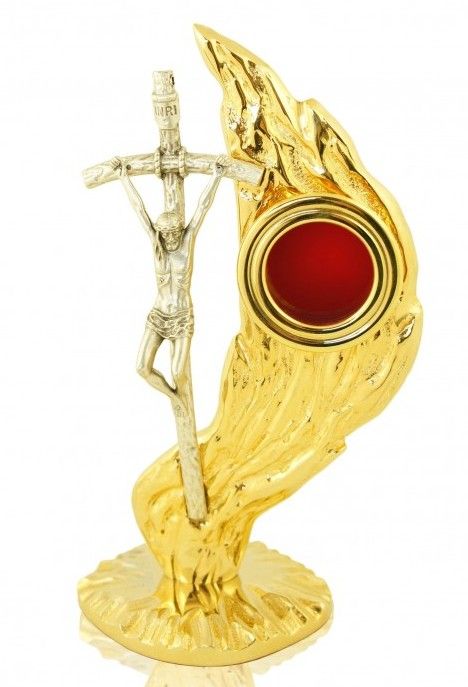 Relikwiarz mosiężny, złocony 20 cm - papieski (9S)