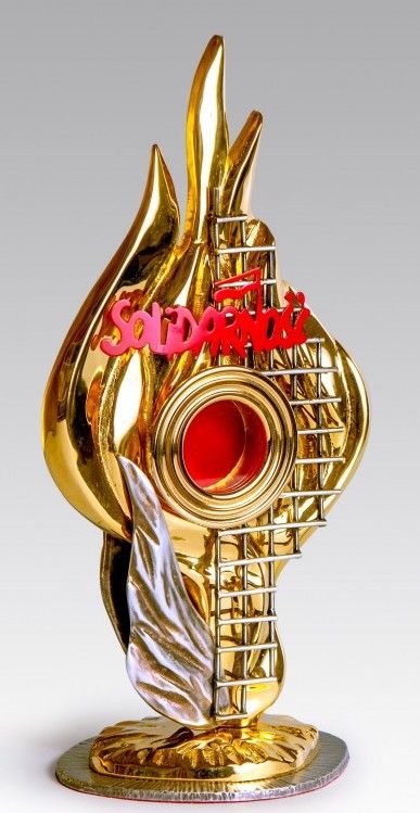 Relikwiarz mosiężny, złocony Solidarność 24 cm - (20S)