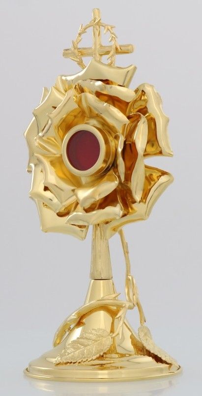 Relikwiarz mosiężny, złocony 29 cm (25S)