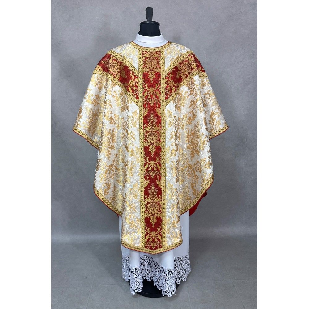 Ornat semi-gotycki bogato zdobiony - tkanina brokatowa (1K) - zdjęcie 2 - Ornat semi-gotycki bogato zdobiony - tkanina brokatowa (1K)