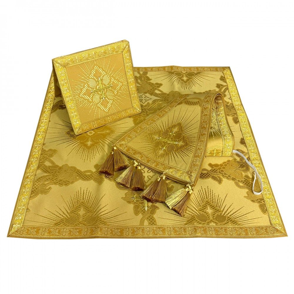 Ornat rzymski haftowany Matka Boża z dzieciątkiem - bursa, welon, stuła (1K) - zdjęcie 2 - Ornat rzymski haftowany Matka Boża z dzieciątkiem - bursa, welon, stuła (1K)