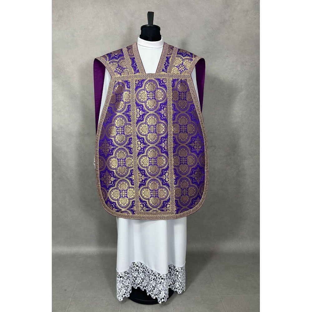 Ornat rzymski fioletowy - manipularz, bursa, welon, stuła (2K) - zdjęcie 2 - Ornat rzymski fioletowy - manipularz, bursa, welon, stuła (2K)