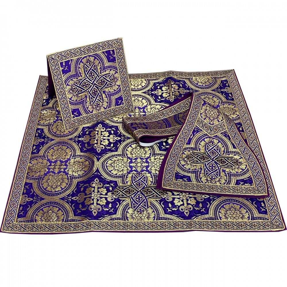 Ornat rzymski fioletowy - manipularz, bursa, welon, stuła (2K) - zdjęcie 3 - Ornat rzymski fioletowy - manipularz, bursa, welon, stuła (2K)