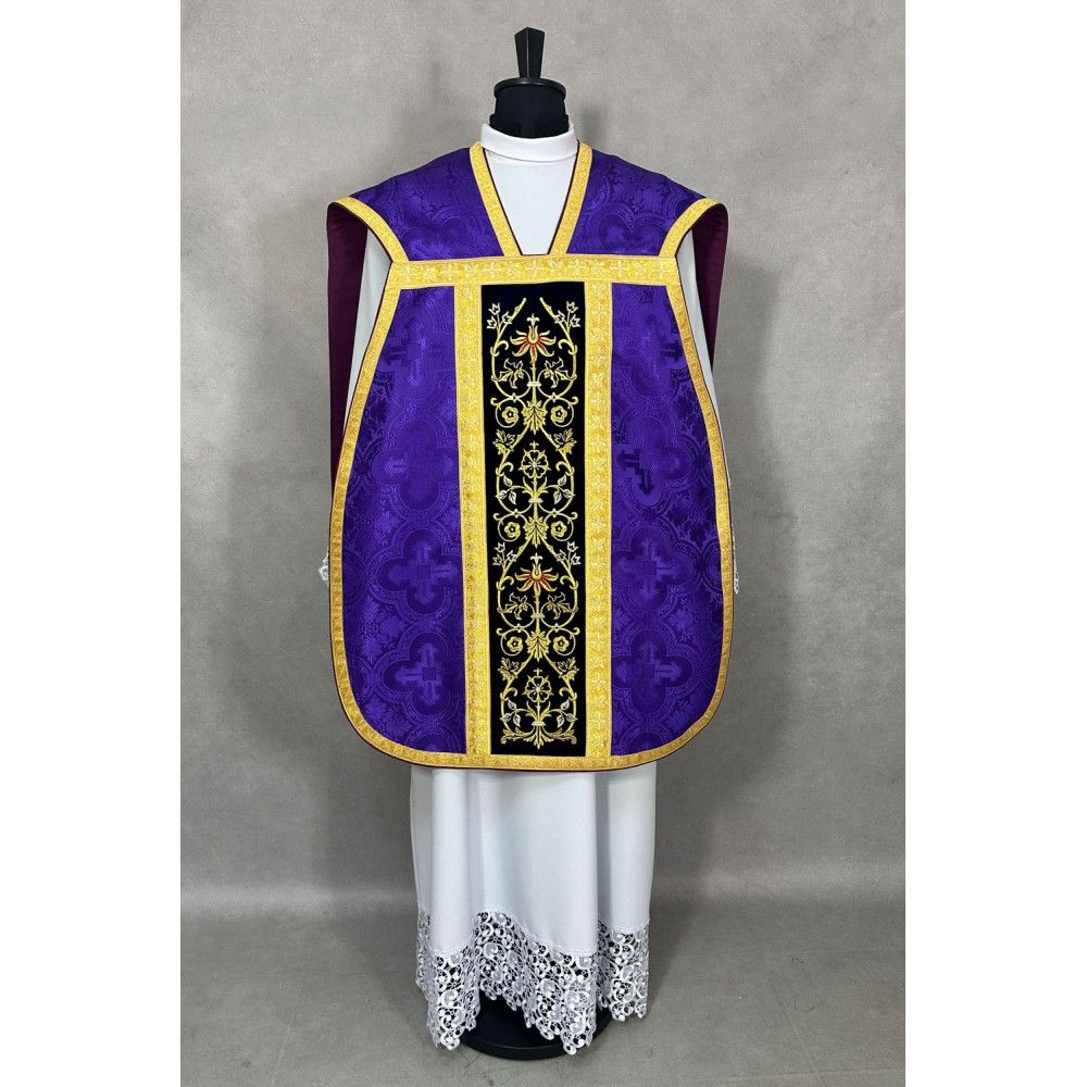 Ornat rzymski fioletowy - manipularz, bursa, welon, stuła (3K) - zdjęcie 2 - Ornat rzymski fioletowy - manipularz, bursa, welon, stuła (3K)