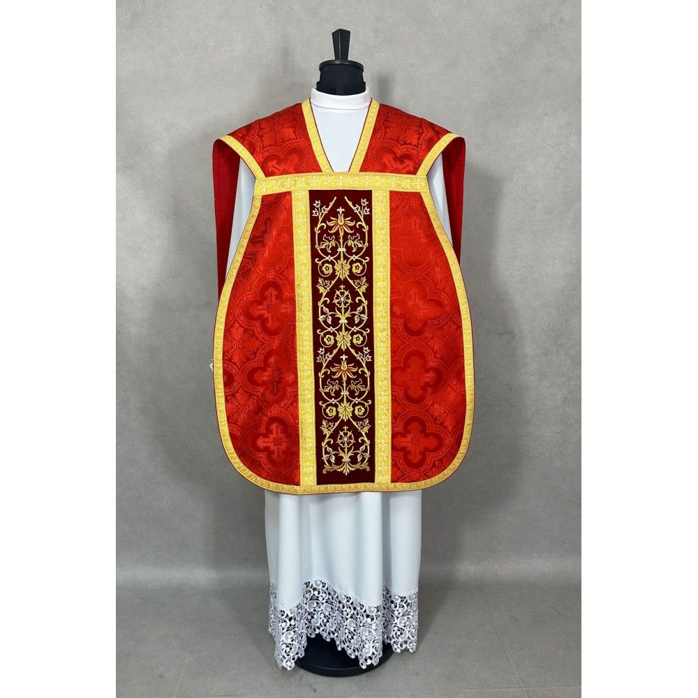 Ornat rzymski czerwony - manipularz, bursa, welon, stuła (4K) - zdjęcie 2 - Ornat rzymski czerwony - manipularz, bursa, welon, stuła (4K)