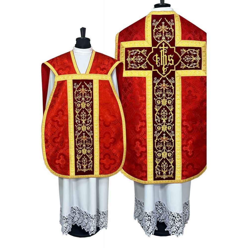 Ornat rzymski czerwony - manipularz, bursa, welon, stuła (4K)
