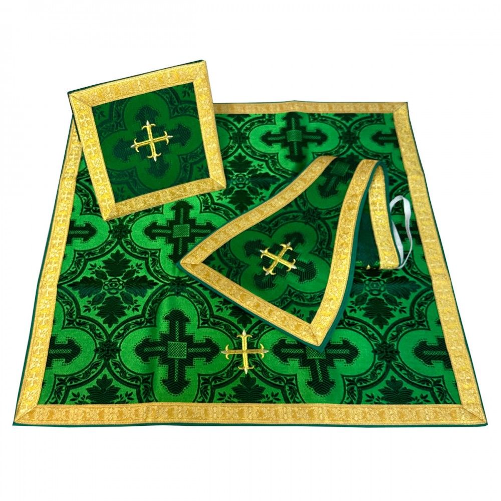 Ornat rzymski zielony - manipularz, bursa, welon, stuła (6K) - zdjęcie 2 - Ornat rzymski zielony - manipularz, bursa, welon, stuła (6K)