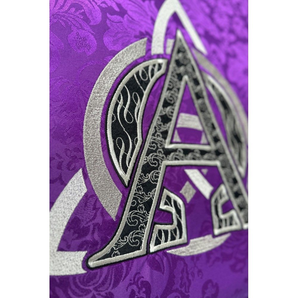 Chorągiew pogrzebowa Alfa i Omega, Krzyż- haftowana - zdjęcie 2 - Chorągiew pogrzebowa Alfa i Omega, Krzyż- haftowana