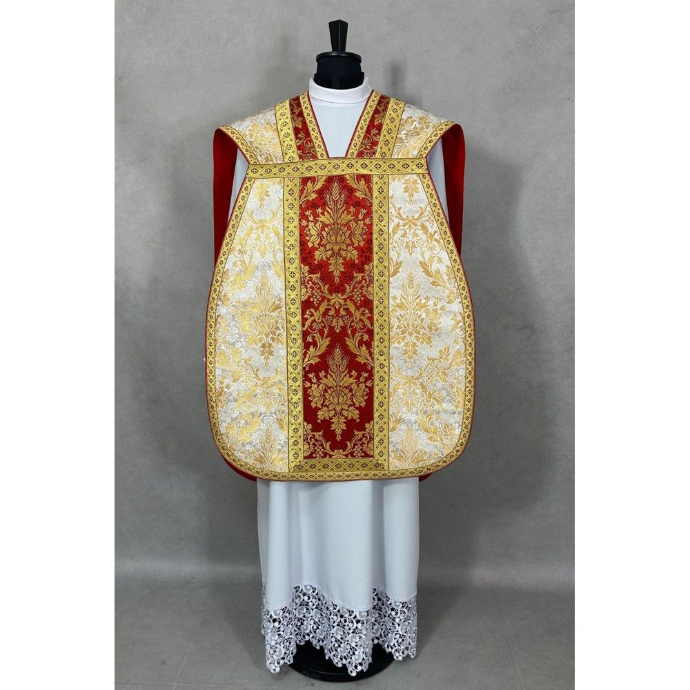 Ornat rzymski, tkanina brokatowa - manipularz, bursa, welon, stuła (7K) - zdjęcie 2 - Ornat rzymski, tkanina brokatowa - manipularz, bursa, welon, stuła (7K)