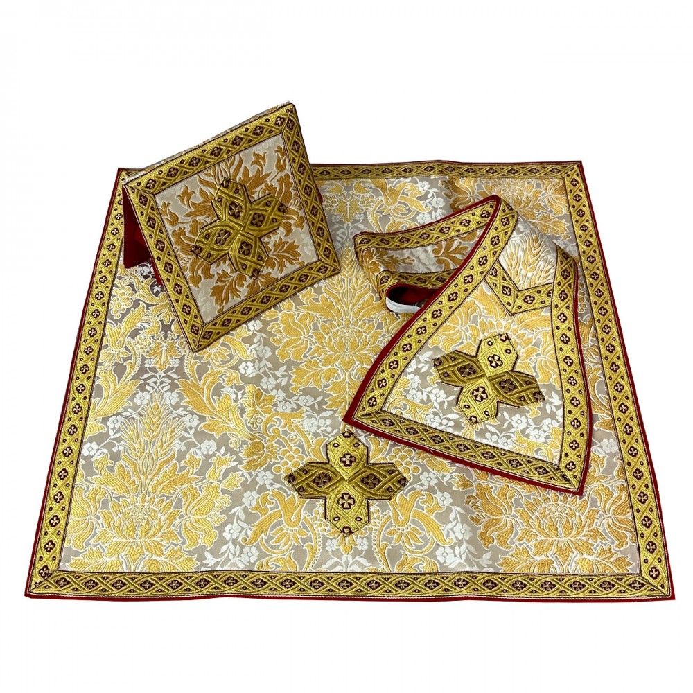 Ornat rzymski, tkanina brokatowa - manipularz, bursa, welon, stuła (7K) - zdjęcie 4 - Ornat rzymski, tkanina brokatowa - manipularz, bursa, welon, stuła (7K)