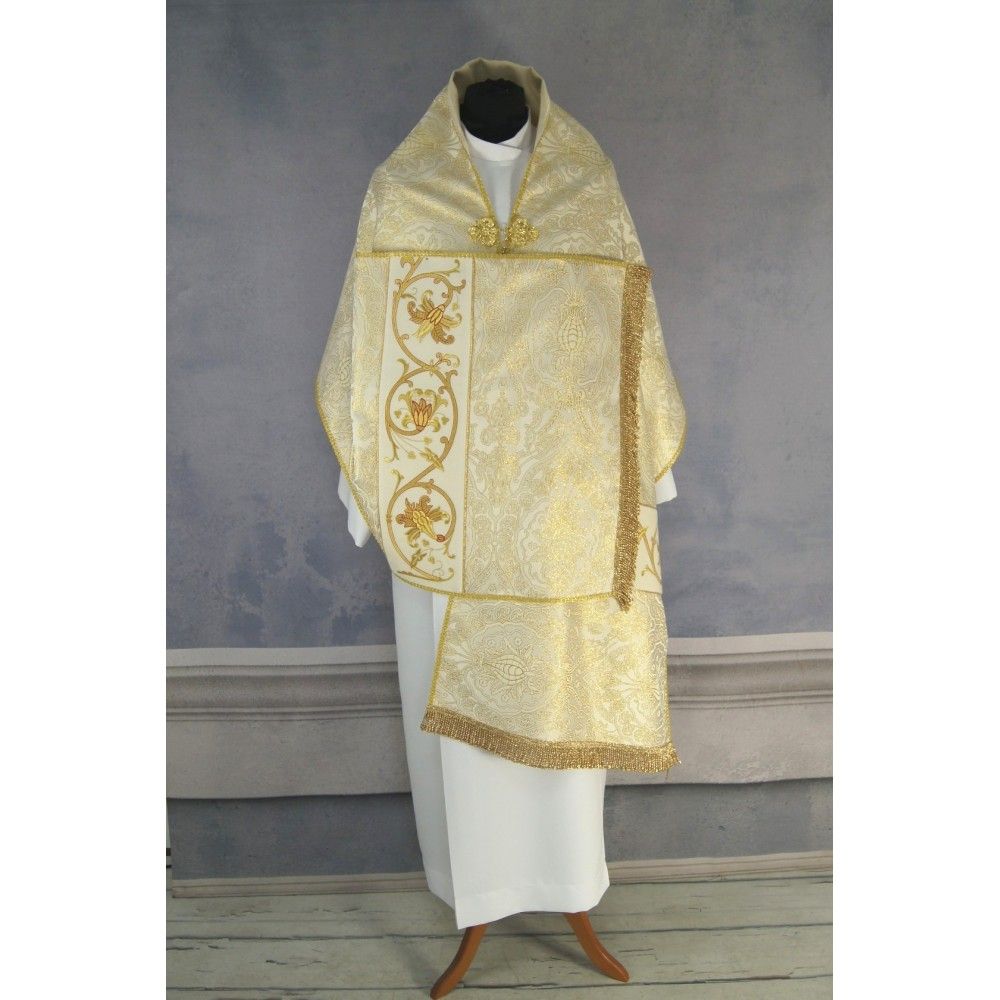 Welon liturgiczny krzyż brokat jasnozłoty - zdjęcie 2 - Welon liturgiczny krzyż brokat jasnozłoty