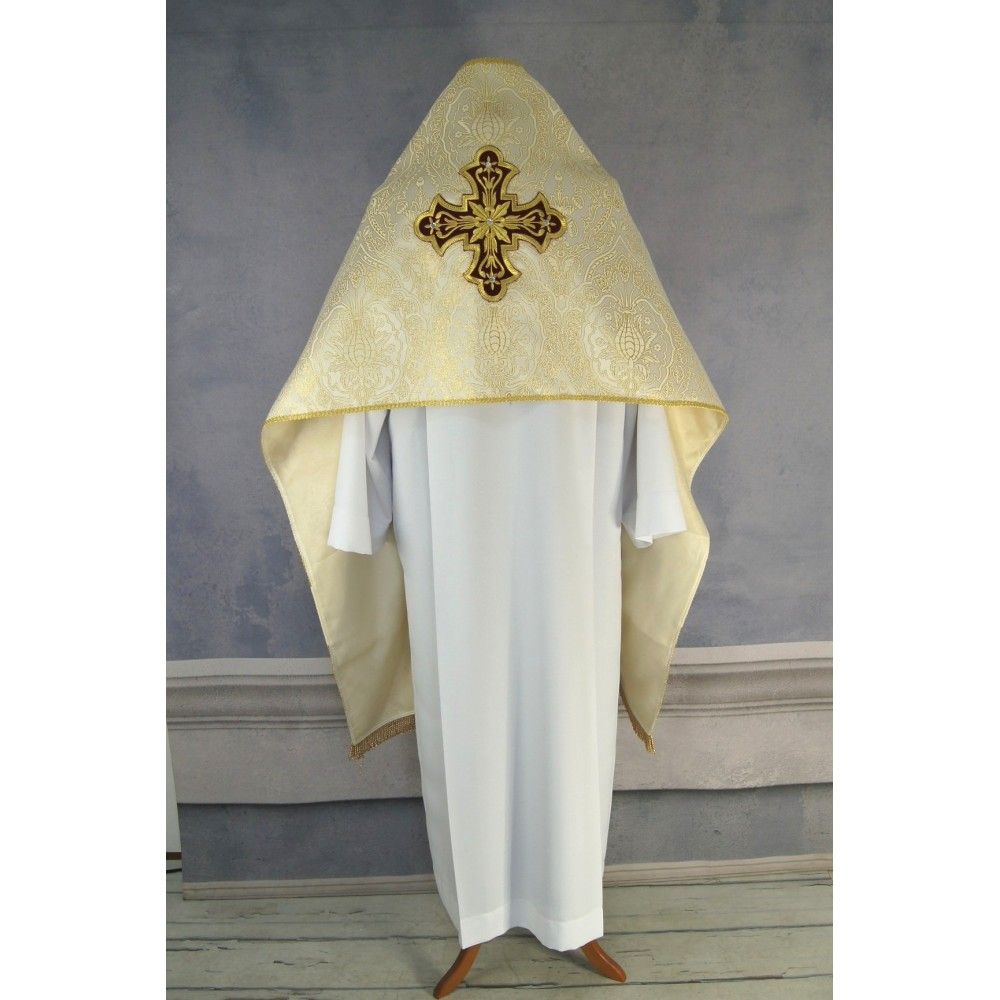 Welon liturgiczny krzyż brokat jasnozłoty - zdjęcie 3 - Welon liturgiczny krzyż brokat jasnozłoty