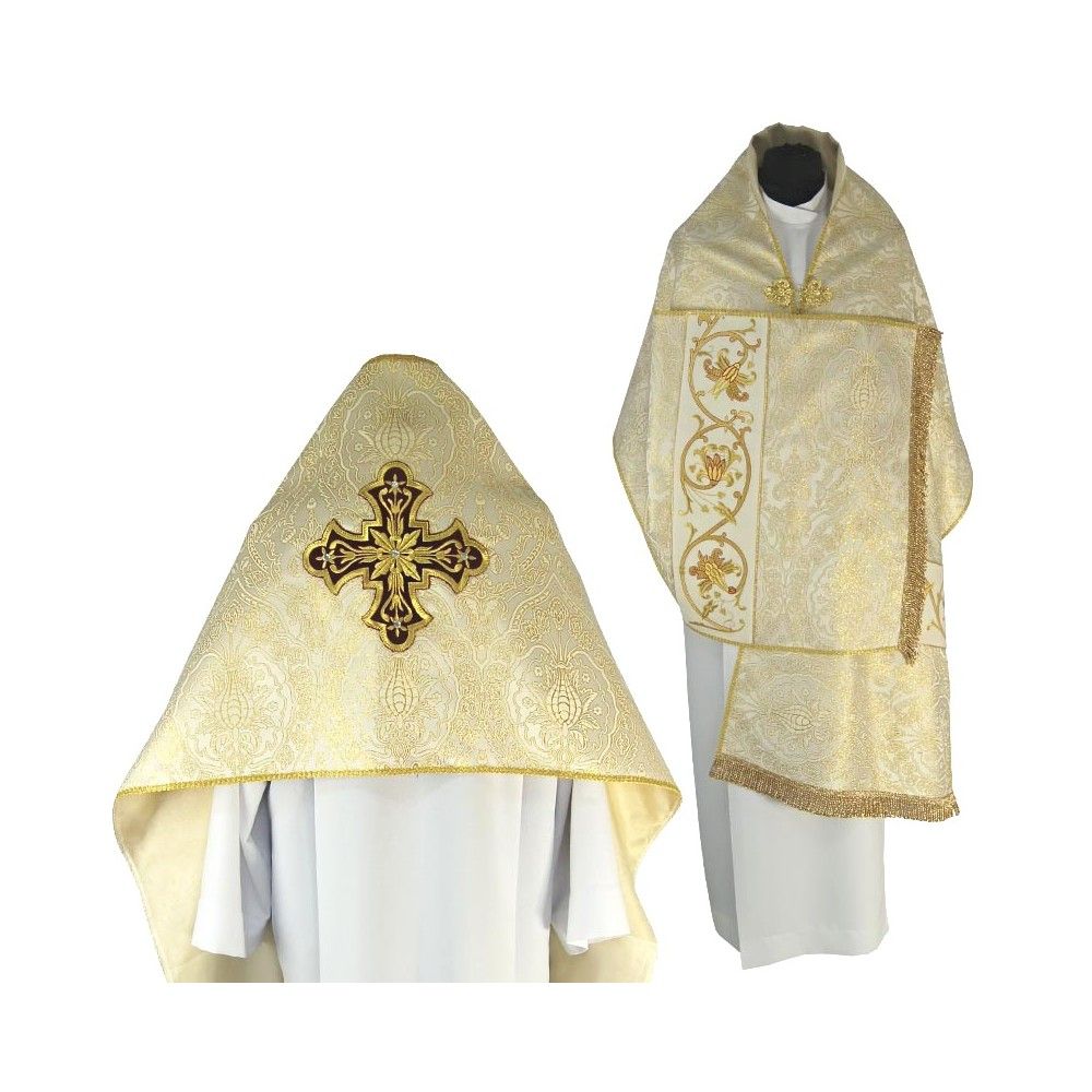 Welon liturgiczny krzyż brokat jasnozłoty - WELONY